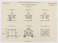 858554 Opstanden, doorsnede en plattegrond van het ontsmettingsgebouwtje van het S.S.-station Baarle-Nassau Grens te ...